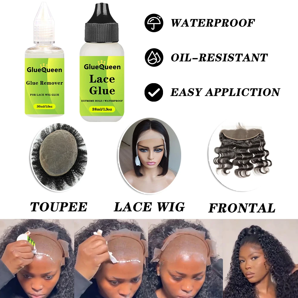 Wig Glue Waterproof Hair Mousse Melting Spray Heat Protectant Spray Edge Control Glue Pen Melt Band Ear Cover Wig Installing Kit