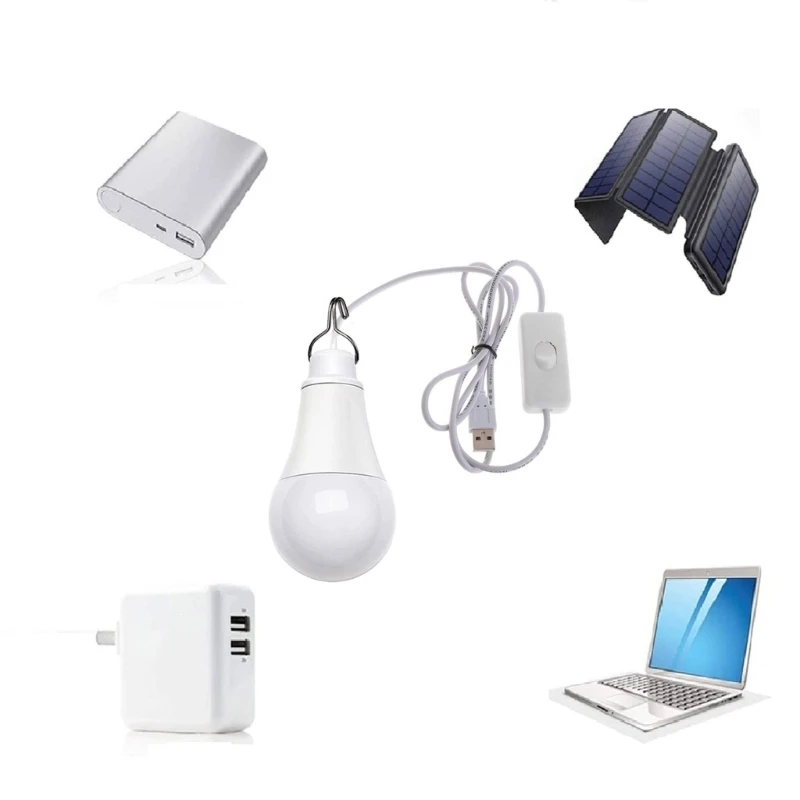 5W LED Bulb USB Camping Lamp 6500K 5V Portable Tent Lamp with Switches USB Cable Bulbs for Camping Emergency Dropship