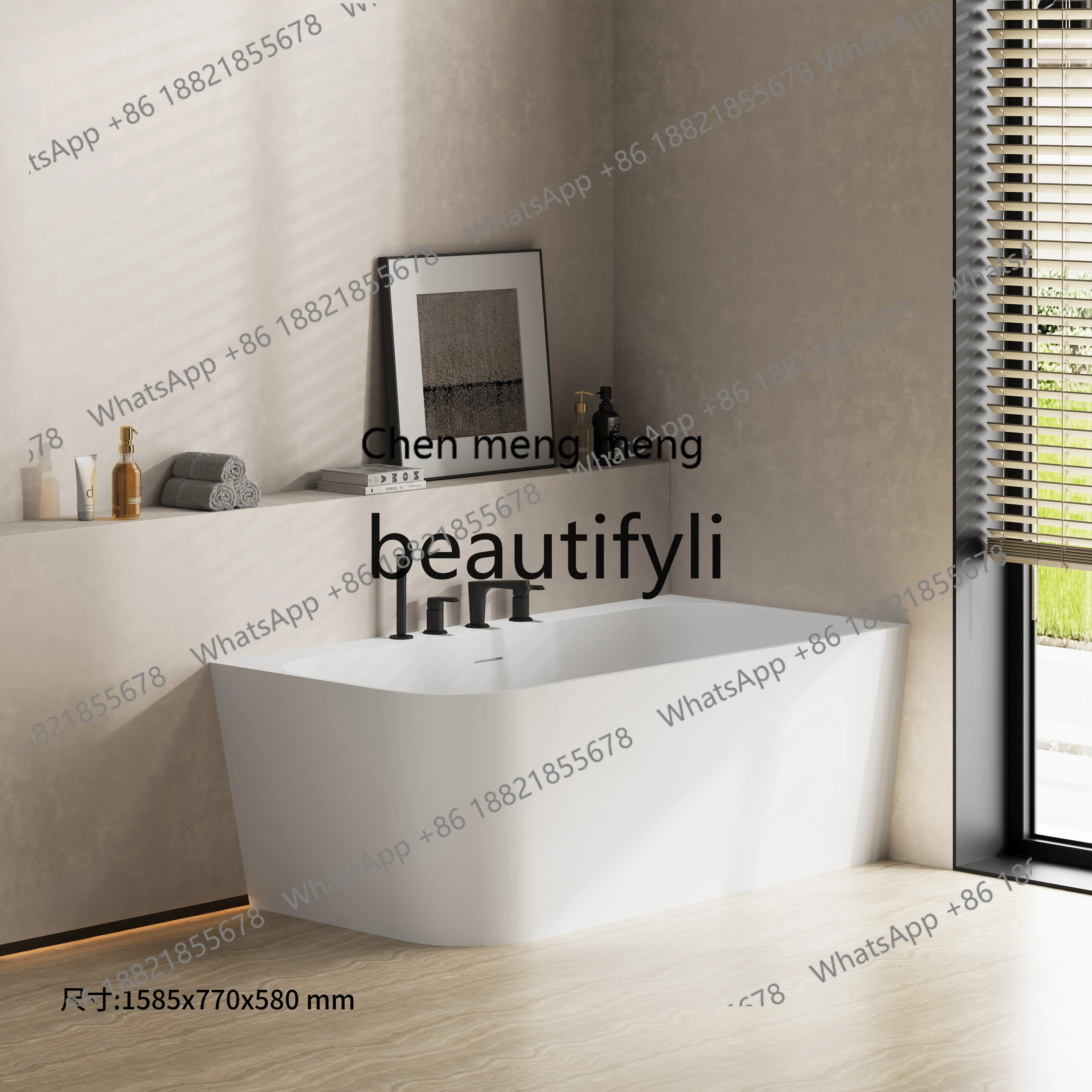 

PMMA artificial stone bathtub Household corner against the wall Left and right skirt hotel B & B bathtub