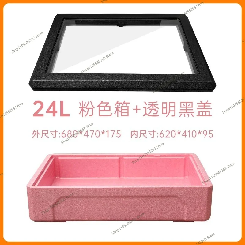 24L Portable Insulated Foam Cooler Box: Transparent Cover Design, Also for Tiramisu Mold Storage
