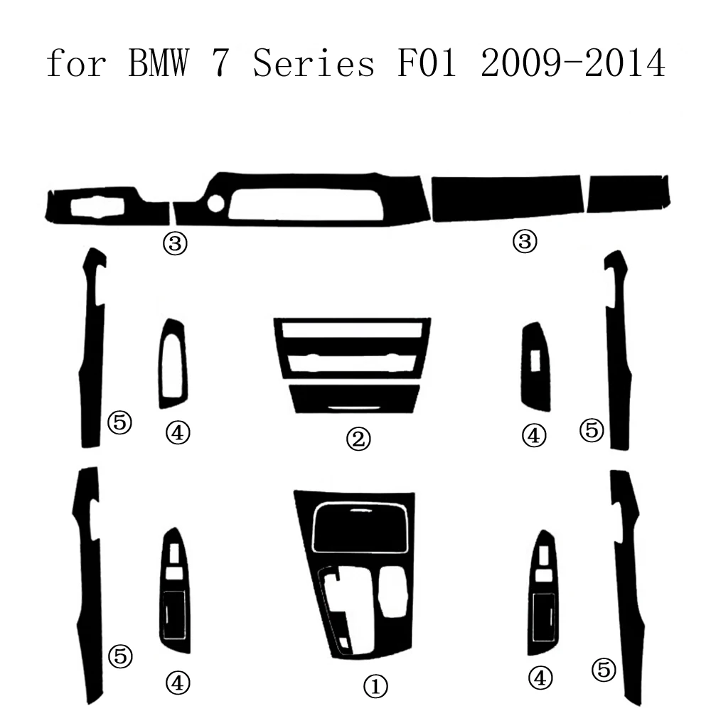 Carbon Fiber For BMW 7 Series F01 2009-2014 Car Film Interior Stickers Center Console Gear Dashboard Air Door Handle Lift Panel