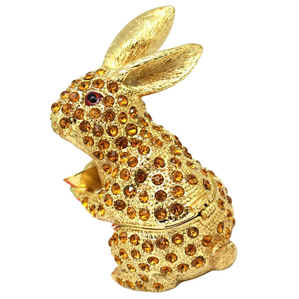 Exquisite Alloy Rabbit Jewelry Box Ring Mini Storage Case Earrings Organizer Desktop Trinket Container Ring Mini Box
