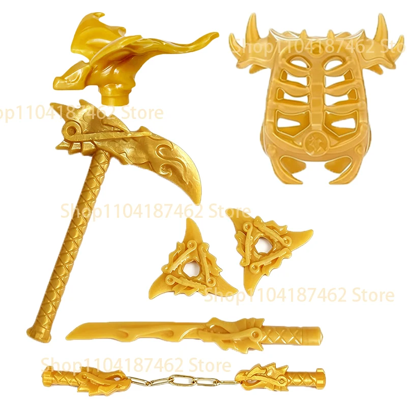 Elemental Anime Cartoon Bausteine Figur Schwert Katana Axt Umhang Modelle Zubehör Zusammenbau Mini-Bausteine Spielzeug Geschenk für Kinder H30