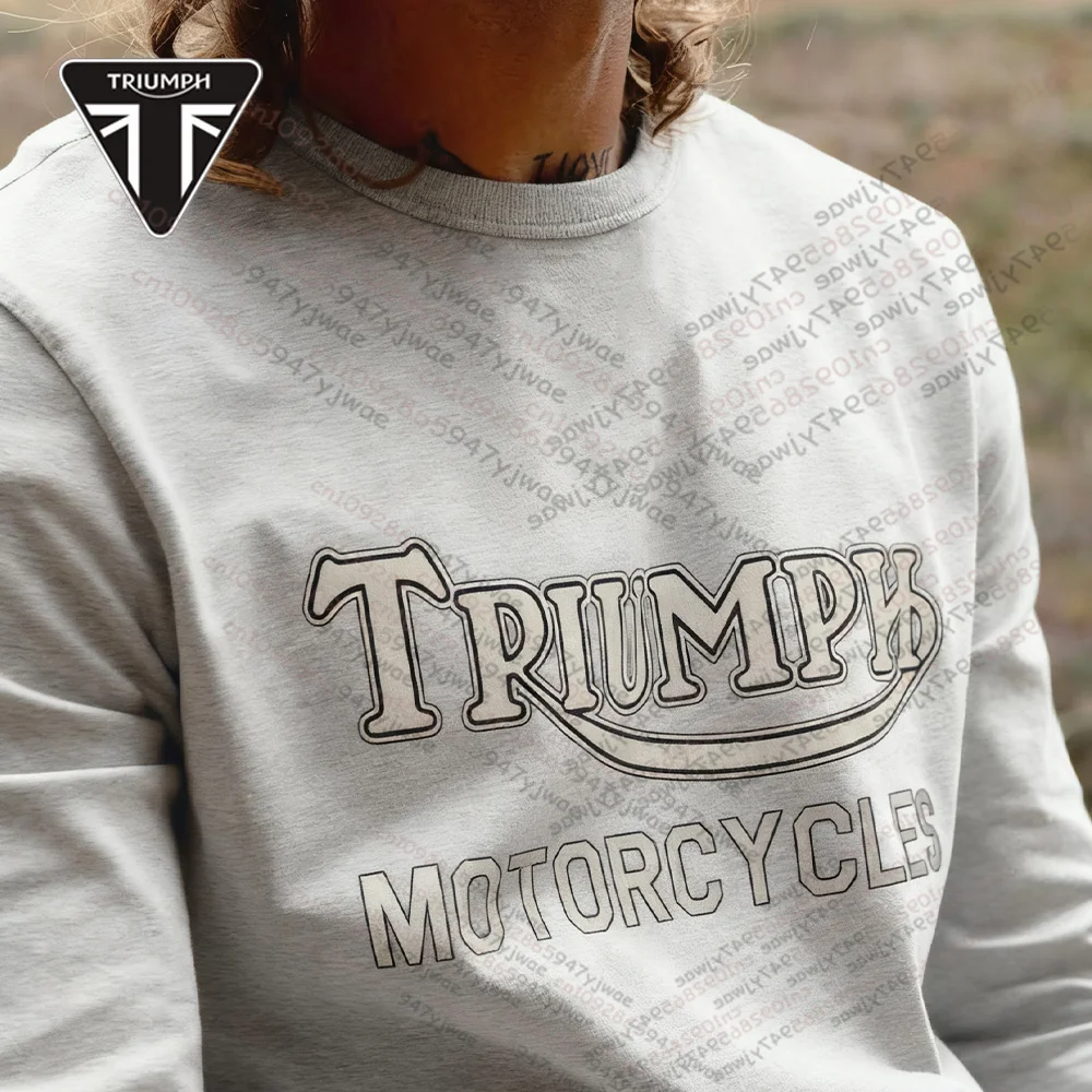 

25 New Triumph Logo Pattern Sportswear Off Road Sports Uniform High Quality Cotton Men Clothing O-Neck Motorcycle Sweatshirt Top