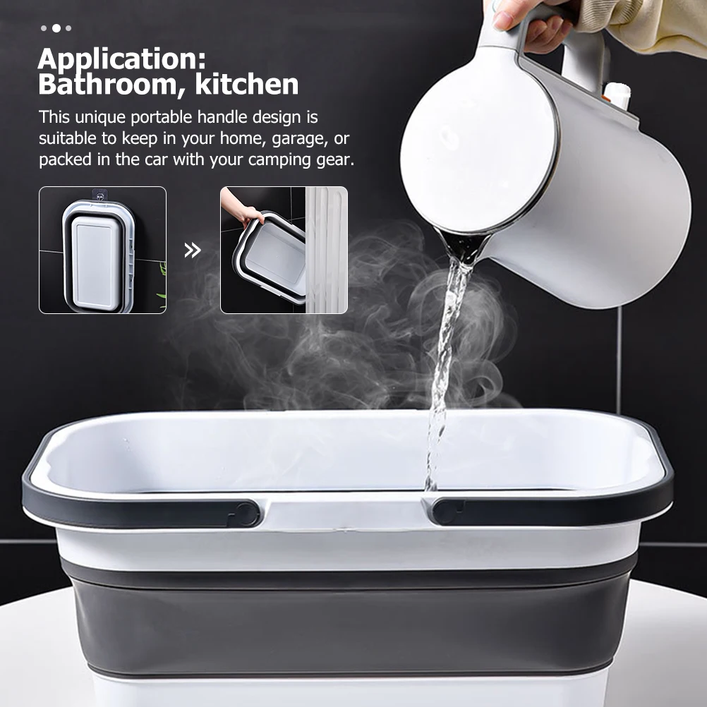 

Portable Collapsible Bucket Durable Plastic Folding Mop Bucket with Handle for Household Cleaning Camping Hiking Fishing Outdoor