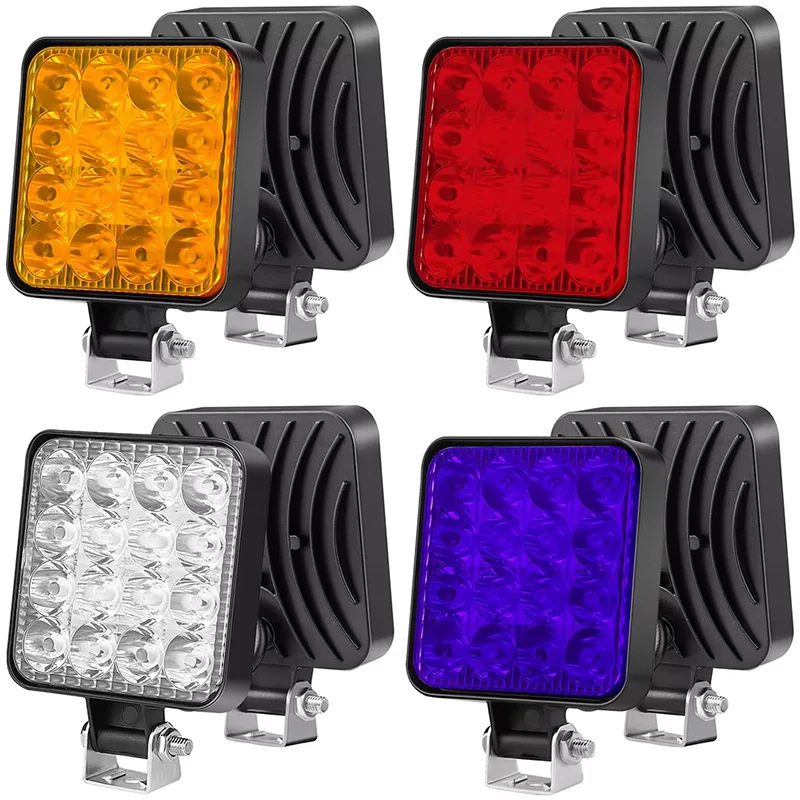 1pc 48W Work Light Headlight 12V-48V Waterproof Led Work Light Bar Square Spotlight  For SUV Truck Off Road Night Driving Light