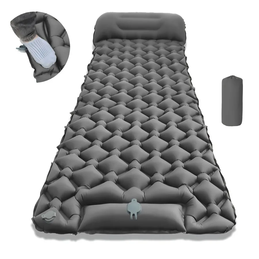 

Outdoor Camping Sleeping Pad Folding Sleep Mat Beach Inflat Mattress with Pillows Ultralight Air Mat Travel Hiking New