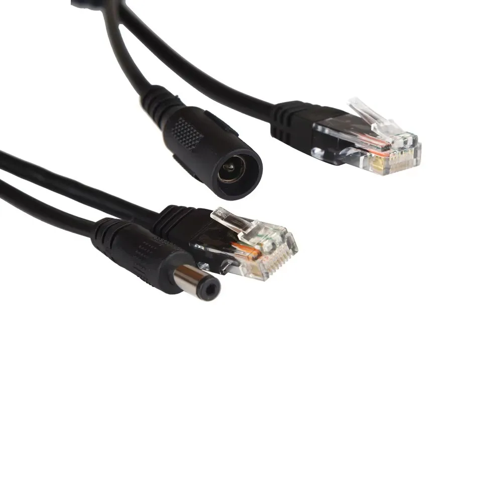 2pcs (1pair) POE Adapter Cable RJ45 POE Injector + POE Splitter Kit Power over Ethernet POE Camera Adapter  5V 12V 24V 48V