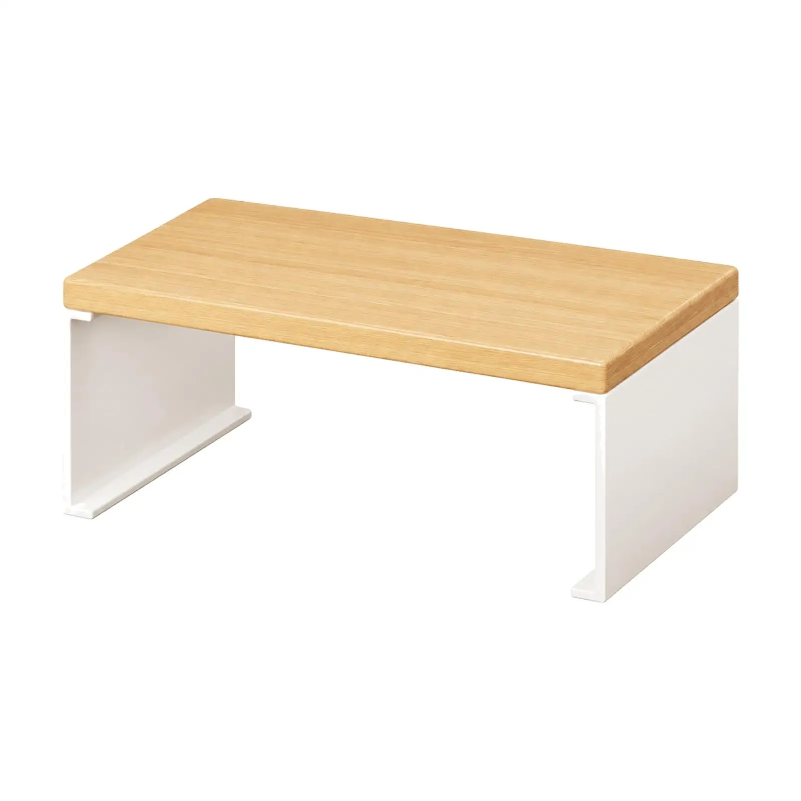 Compact Desk Storage Rack with Elevated Wood Surface and Lower Shelf for Books Supplies and Small Decor Items