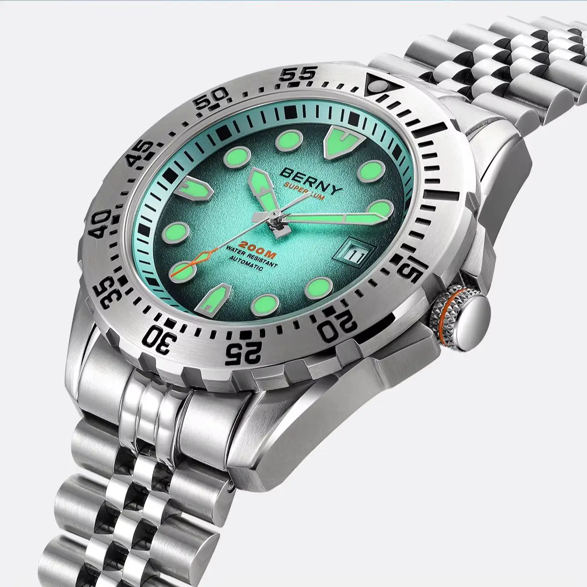 BERNY 20ATM Automatic Diver Watch for Men MIYOTA 8215 Top Accuracy 316L Steel Supper Luminous Sapphire AR Men's Diving Watches