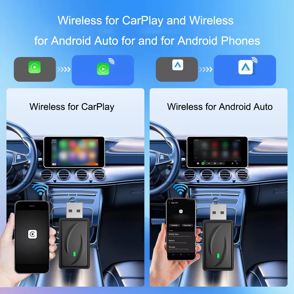 Easily Enjoy Seamless Driving With This 2 in 1 Compact Design Adapter For Both For Carplay And For Android Auto