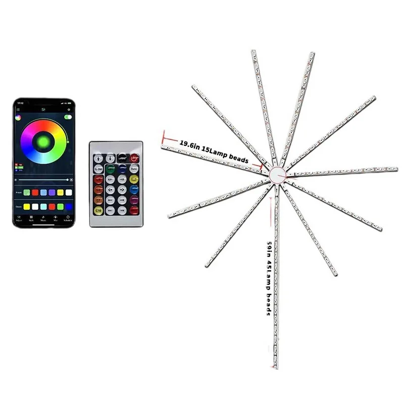 USB 5V LED RGB Fireworks Light APP Smart Control And With Remote Control Music Voice Controlled Decorative Ambient light