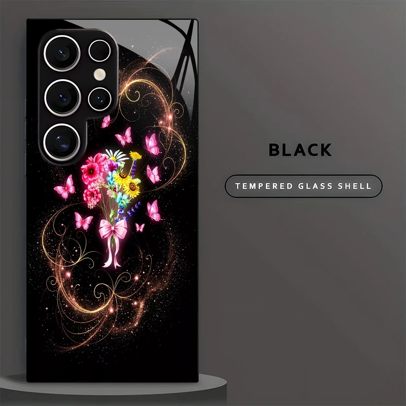 Butterfly Pattern Flower Bouquet 2D Phone Case for Samsung S26 S25 S24 S23 S22 S21 S20 A56 A55 Tempered Glass Protective Cover view 5