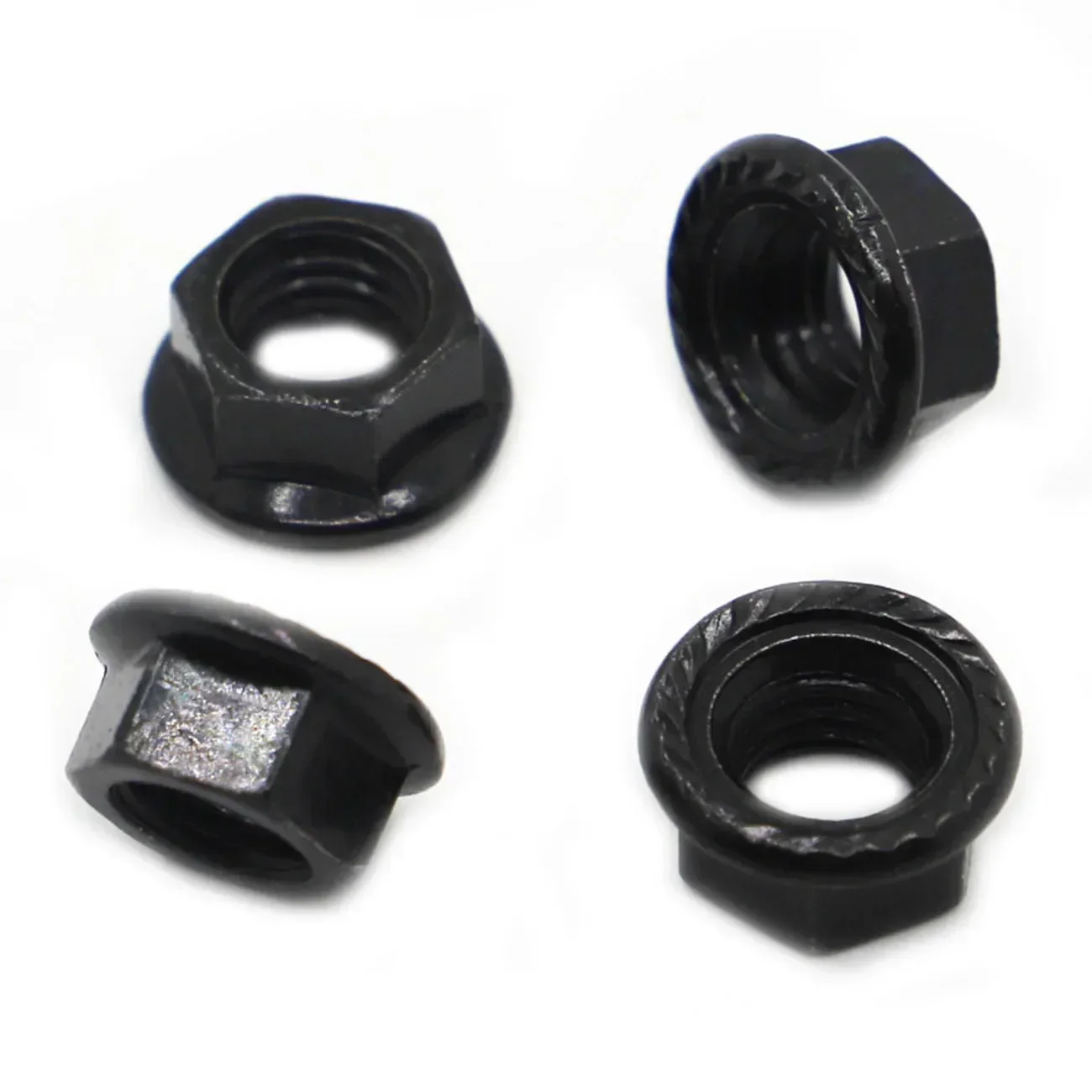 5-50pcs M3 M4 M5 M6 M8 M10 M12 Black Carbon Steel Hexagon Flange Nut Flange Lock Nut DIN6923 Serrated Slip Locking Nut