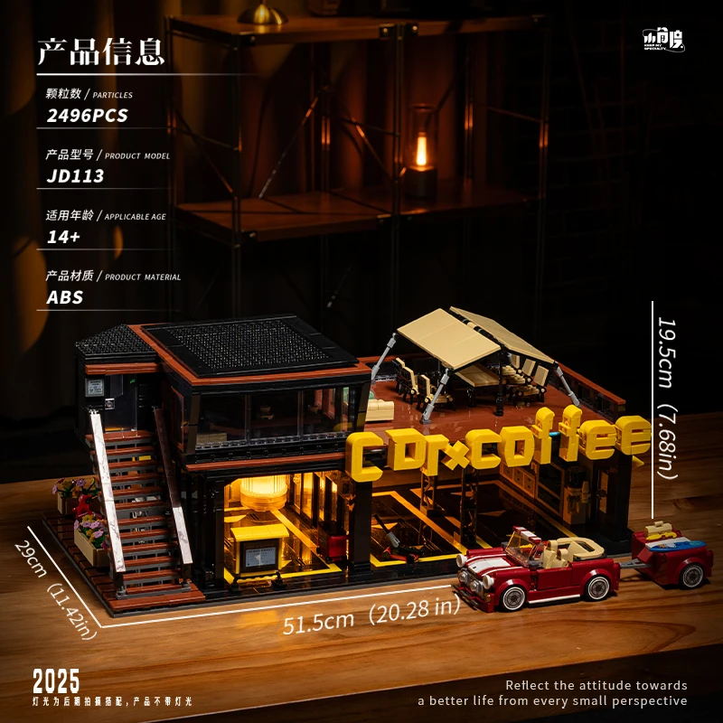 

2469PCS Coffee Car Club Building Blocks Kit MOC Modular Street Scene Architecture Bricks Home Decoration Toys for Kids Boys Gift