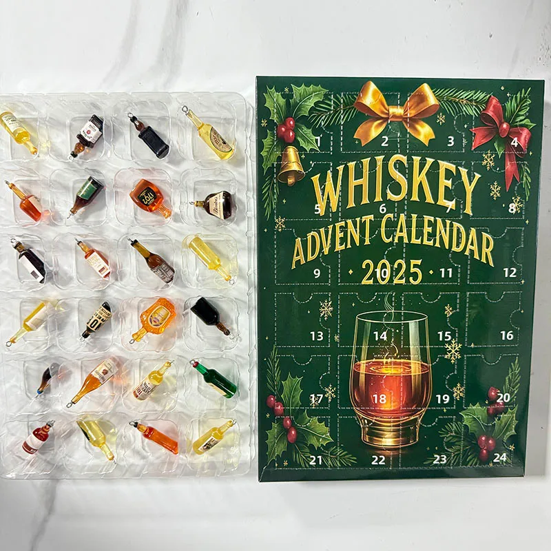 صندوق تقويم قدوم الويسكي بيرة ثلاثية الأبعاد لمدة 24 يومًا - مجموعة هدايا العد التنازلي للعطلات مع مشروبات حرفية متنوعة للاحتفال بعيد الميلاد #2