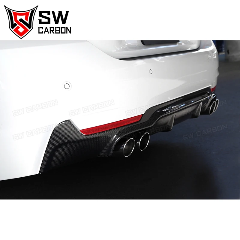 Carbon Fiber 3D Style Rear Diffuser for BMW 4 Series F32 F33 F36 M Sport 420i 428i 435i Rear Bumper Lip Under Spoiler Splitter