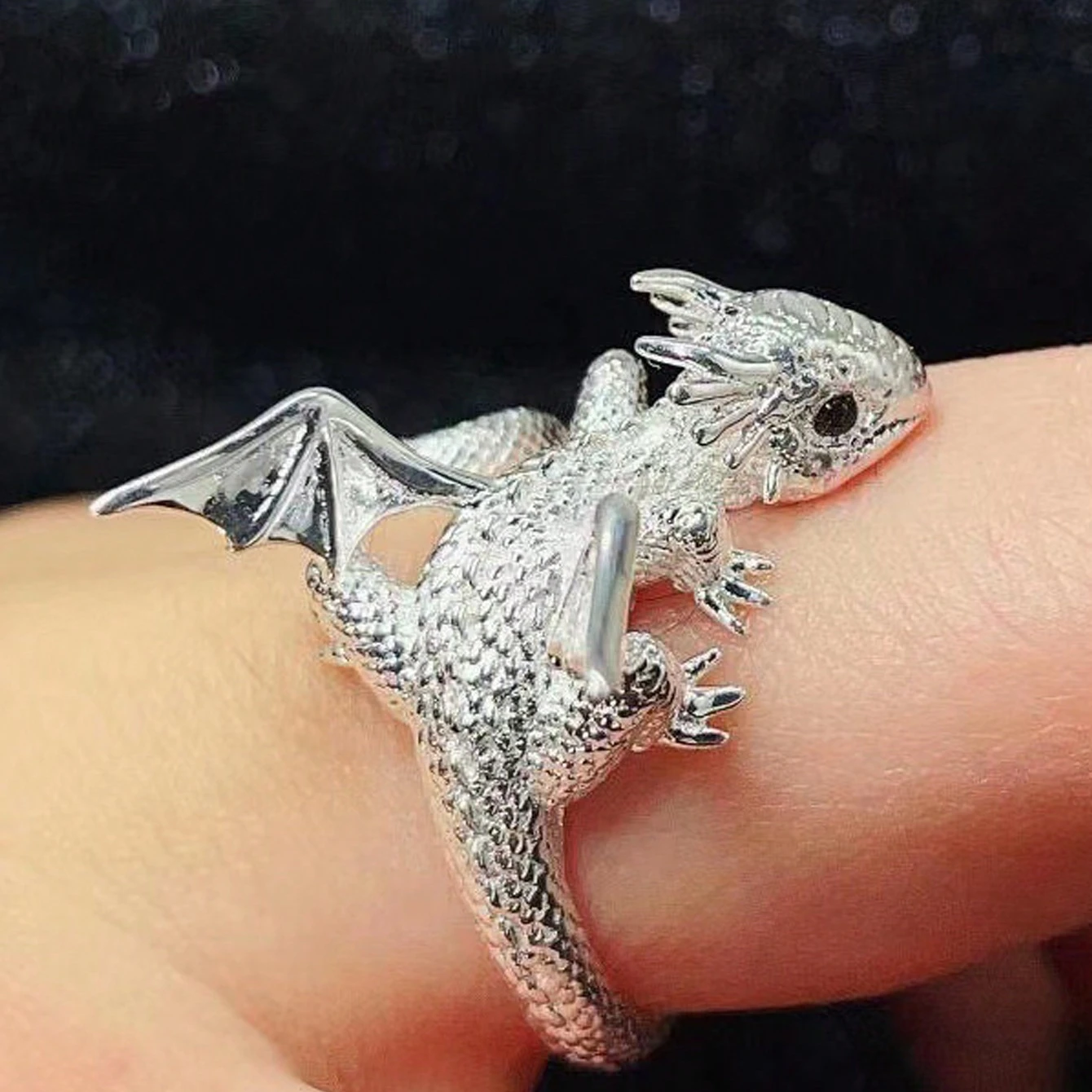 1pc Women Dragon Shaped Animal Adjustable Open Ring