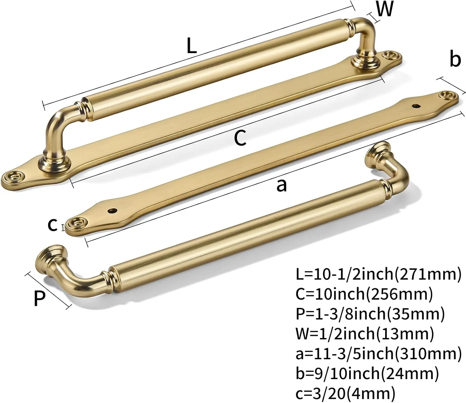 5 Pack 10 Inch Hole Center Brushed Brass Cabinet Pull with Backplate Solid Heavy-Duty Handles with Base Plate Cabinet Pulls for Drawer Sliding Door Charcuterie Board