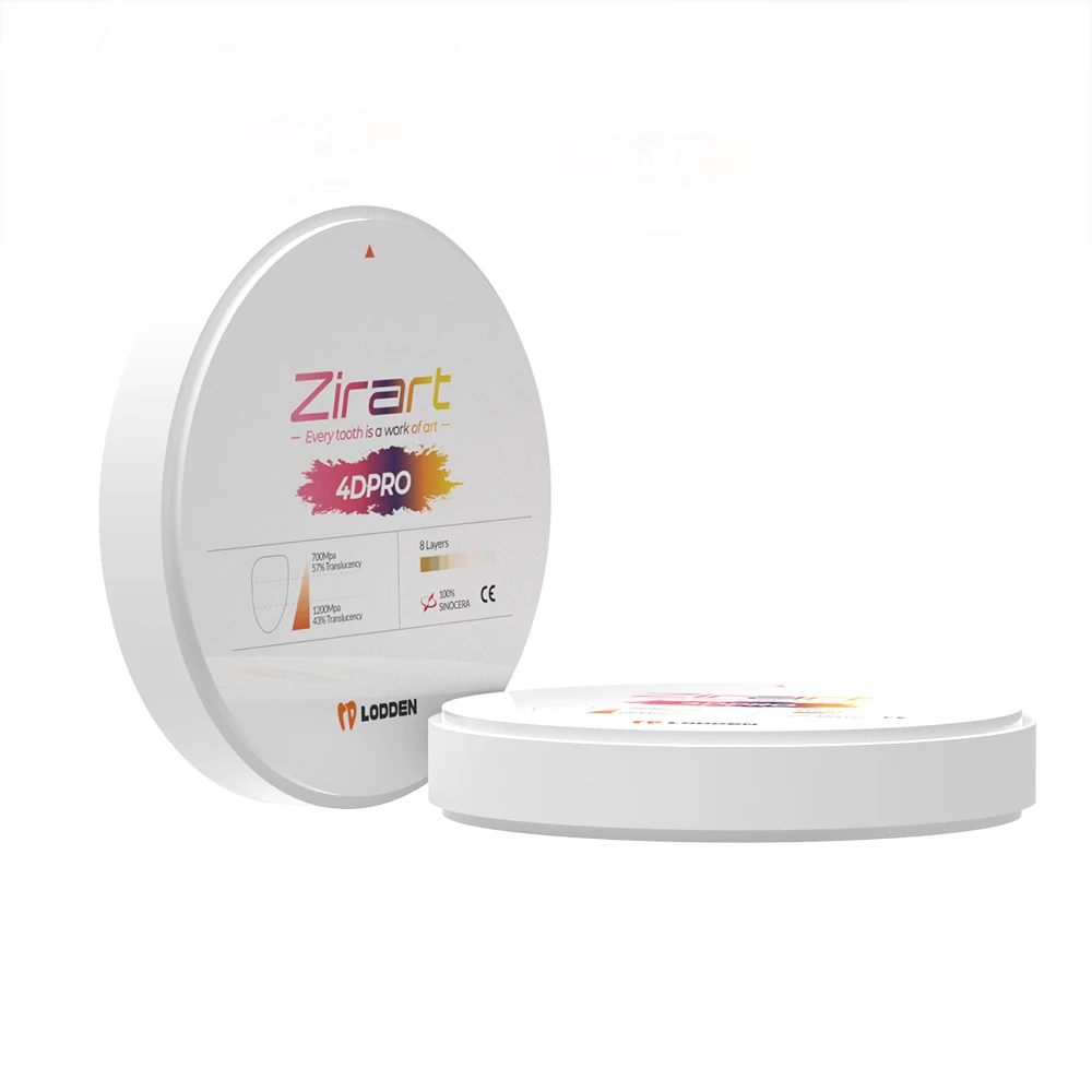 LODDEN 4D Pro Mehrschichtige Zirkonoxid-Dentalblöcke für CAD/CAM Kronen und Brücken 98x10-25mm 43%-57% Hohe Festigkeit 43%-57% – Detail 10