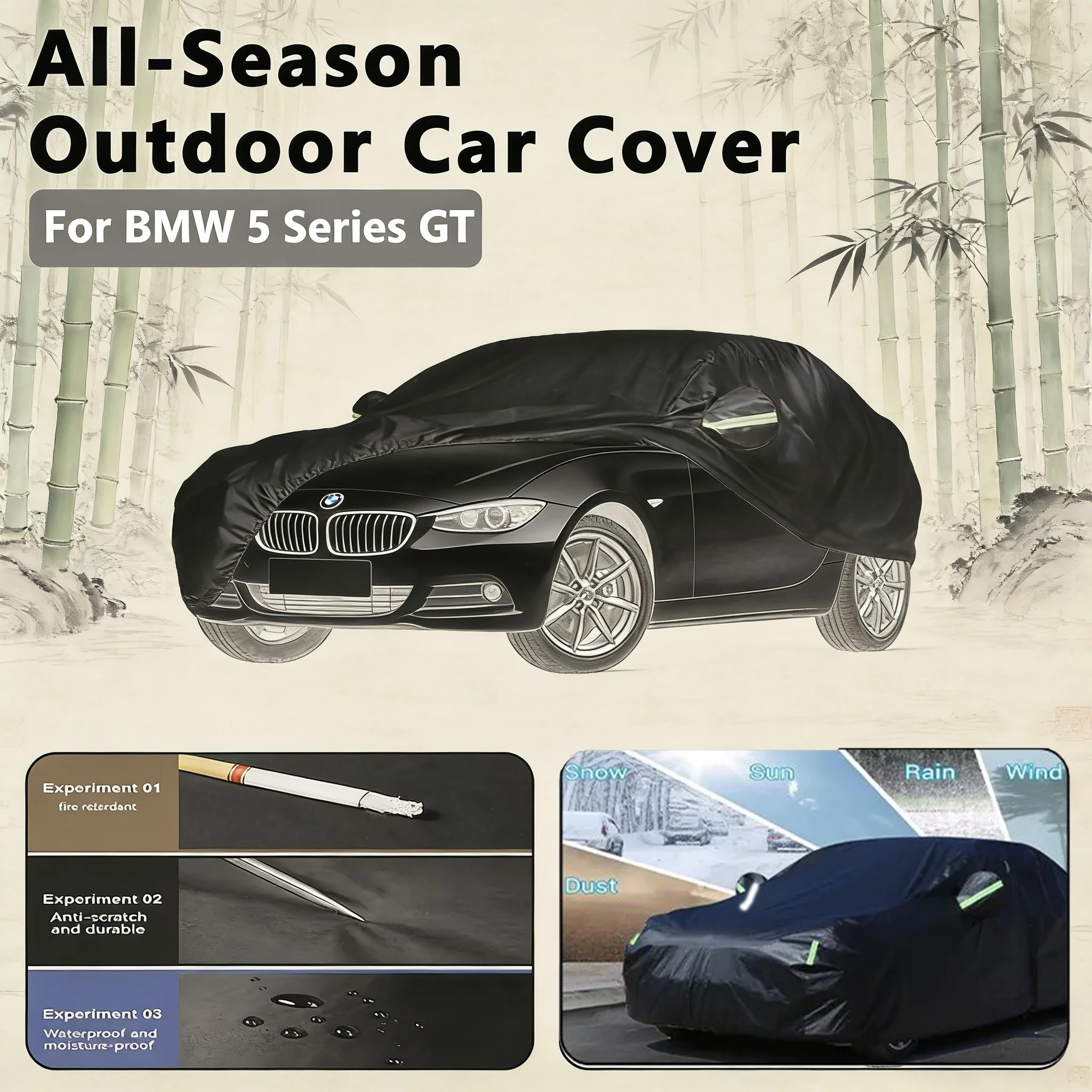 

Car Cover for BMW 5 Series GT Outdoor Full Protection, Waterproof Dustproof Heat-Resistant, All-Season Use Exterior Accessories