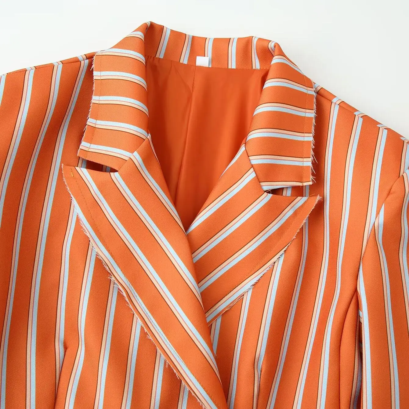 Fashionable Striped Lapel Long Sleeve Women's Suit Jacket Spring New Arrival Polyester Material Versatile Flared  Design