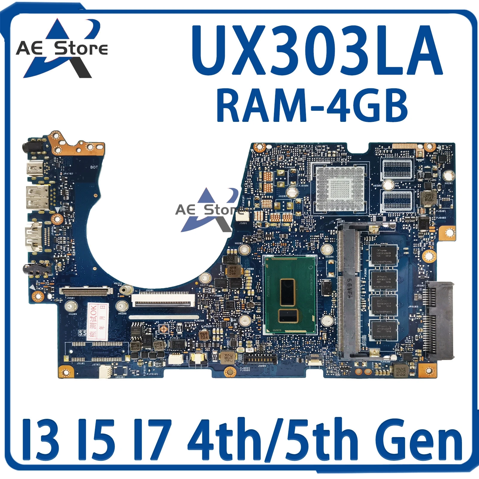 UX303LA Mainboard For ASUS UX303LN UX303LB U303L RX303L BX303L Laptop Motherboard I3 I5 I7 4th/5th 4G-RAM UMA/PM