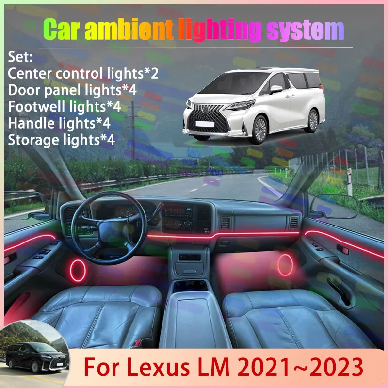 

For Lexus LM AH30 2021 2022 2023 2/18 in 1 Car Atmosphere Light Lamp RGB Shade Ensemble Streamer Atmosphere Set Auto Accessories