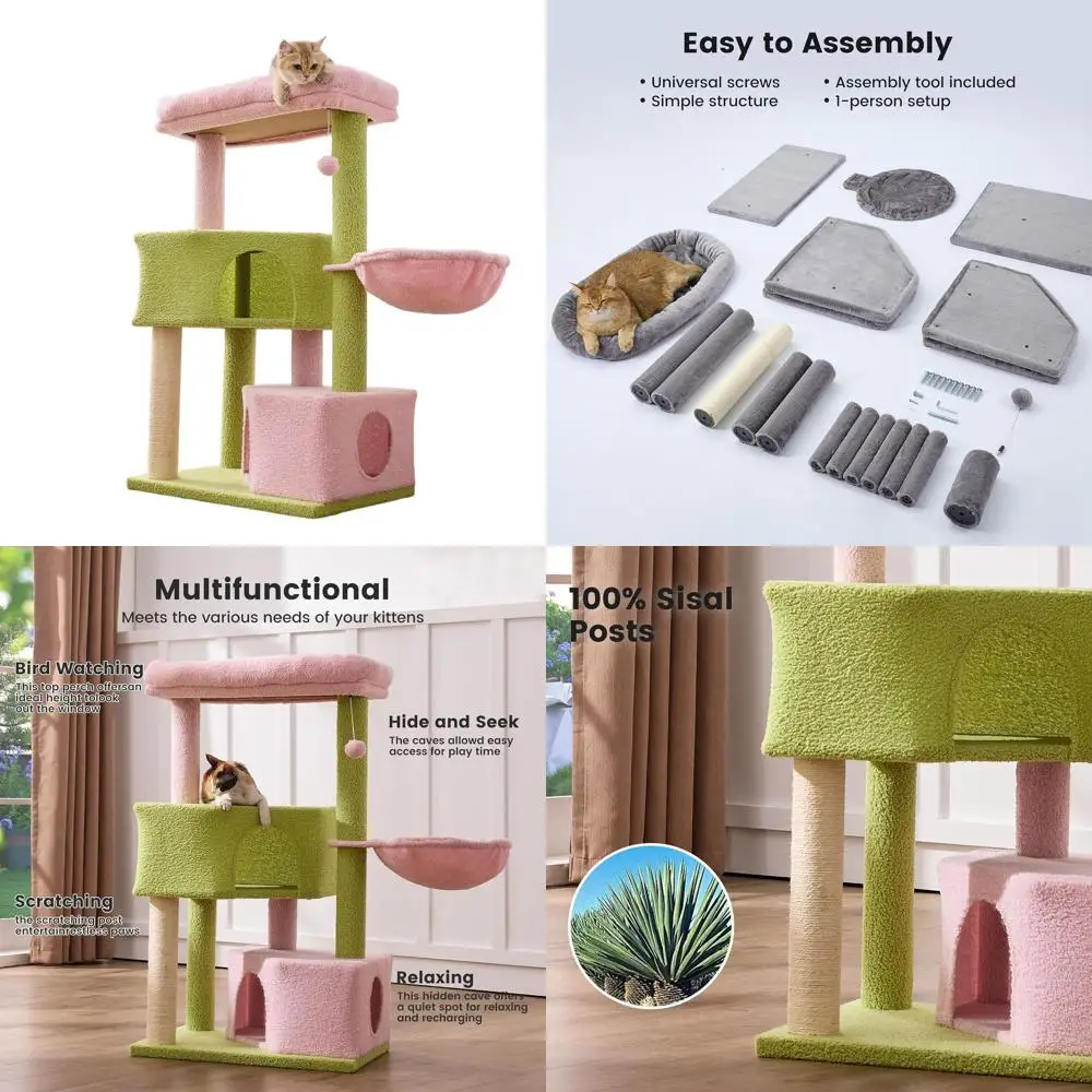 

Medium-Large Cat 41 High-Quality Cat Tower with 2.8in Posts, Washable Perches, Ideal for Apartments, Easy Assembly