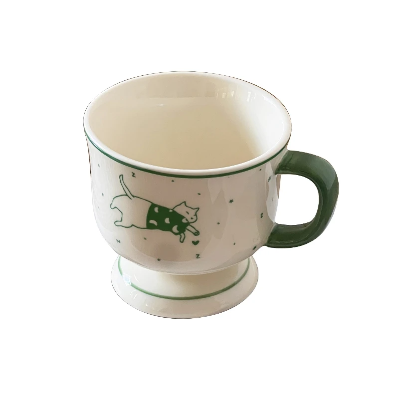 كوب طويل من السيراميك لطيف، مستوى مظهر عالي، أكواب قهوة حديثة وبسيطة للإفطار، ملحقات أدوات الشرب المنزلية #6