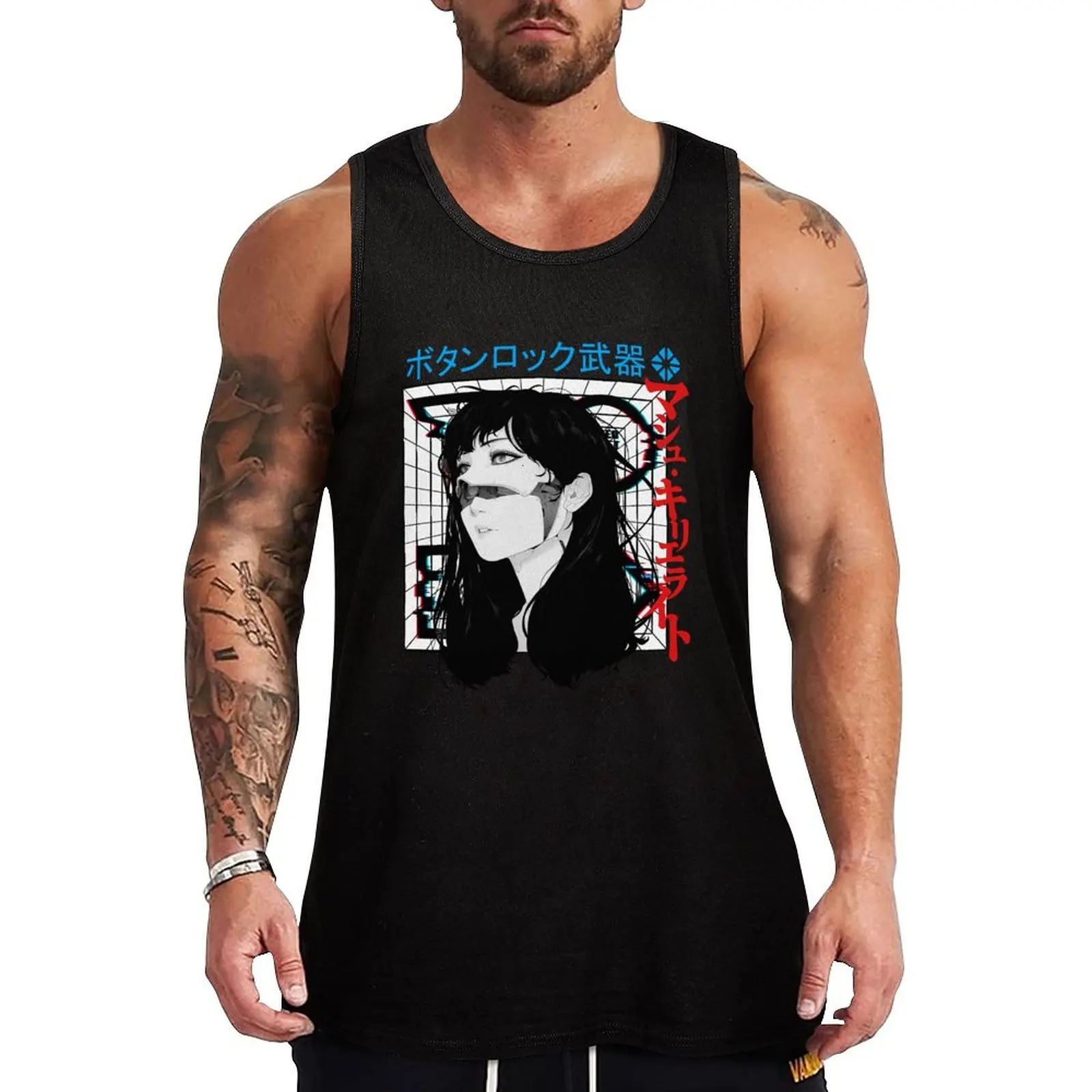 

Cyberpunk Cyborg Girl Vaporwave Urban Style Tank Top Soft Cotton Tank Top Regular Fit Basic Undershirt