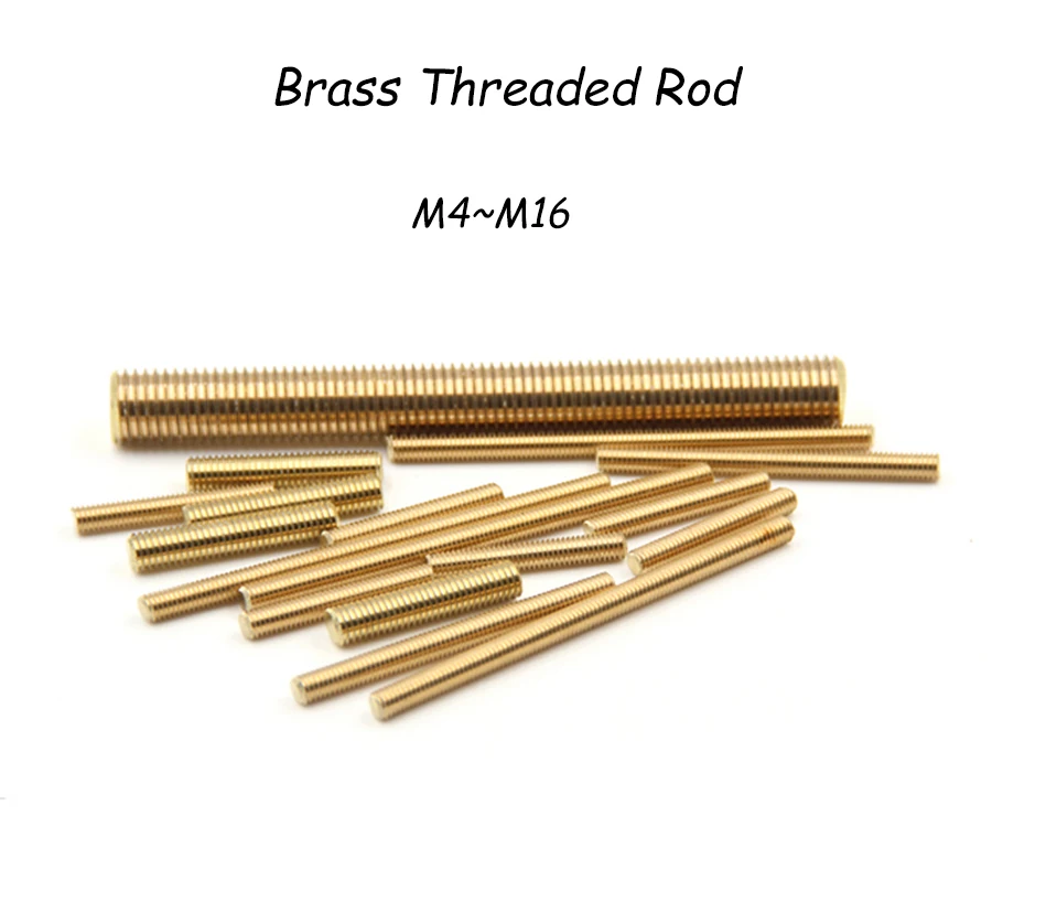 Brass Threaded Rod, Metric Full Thread Double Head Bolts M4~M16