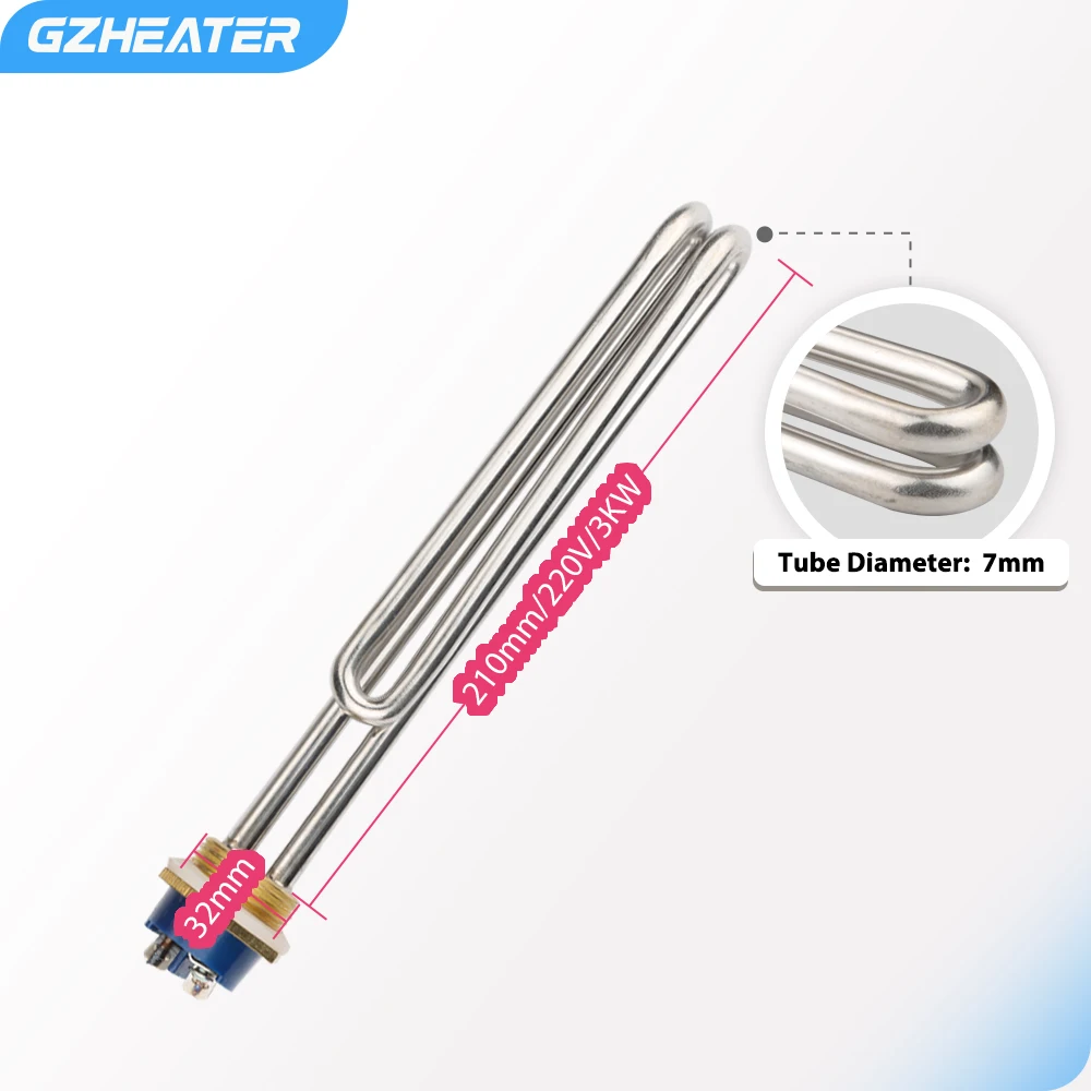 GZHEATER 3KW 220V 접이식 태양열 온수기 파이프 DN25 1 인치 BSP 스레드 전기 히터 용 스테인레스 스틸 가열 요소