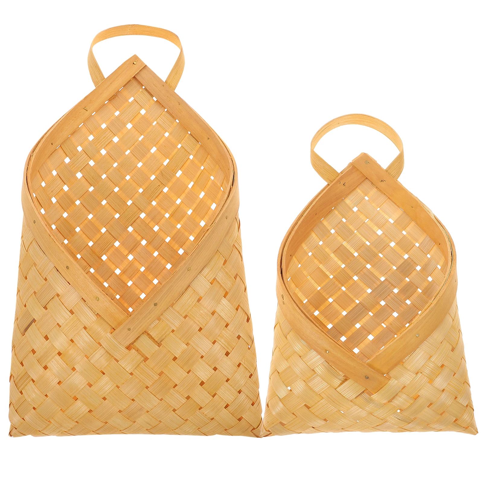 

2Pcs Wall Bamboo Woven Storage Bathroom Storage Basket Kitchen Bathroom Wall Mounted Fruit Basket Home Decor Fruit Container