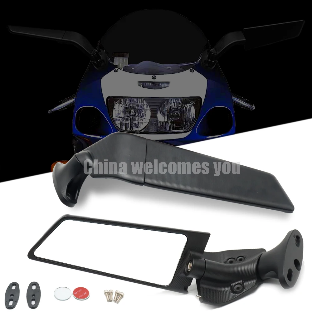 Wide field of view Motorcycle Rearview Mirrors Wind Wing Adjustable Rotating Side Mirrors For GSXR600 GSXR750 K1 K2 K3 K4