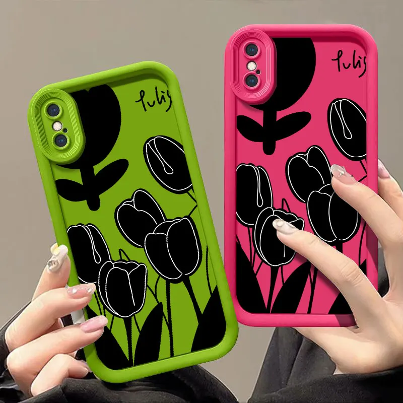 Tulip Flower Fasion Phone Case for iPhone 6 6S 7 8 PLUS SE 2020 2022 X XR XS MAX Shockproof Silicone Soft Cover Coque 