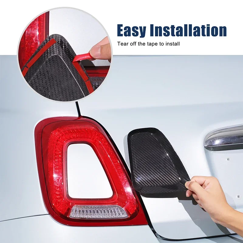 Real Carbon Fiber For Fiat 500 2016-2025+ Car rear taillight decorative panel sticker car exterior protection accessories 2Pcs
