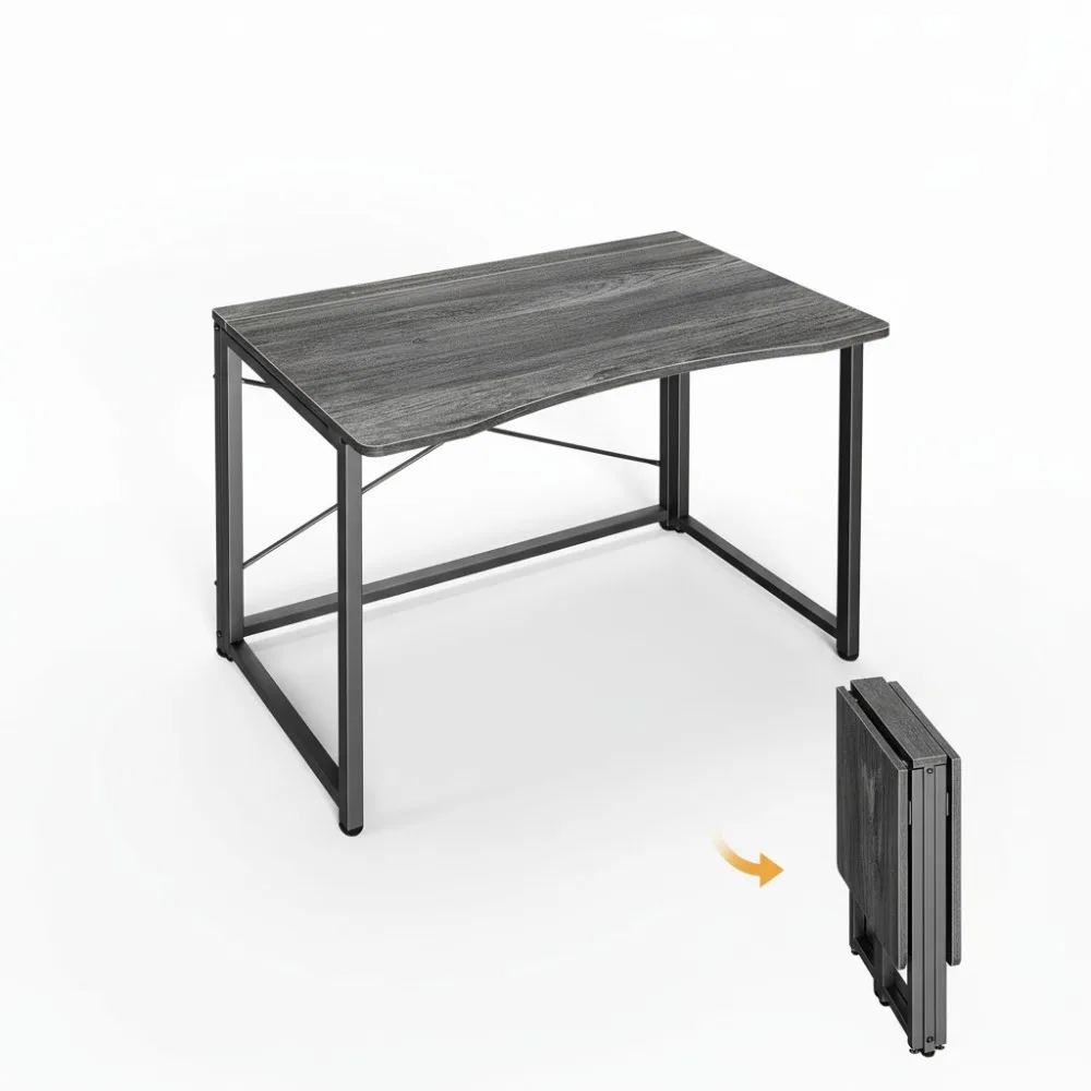 

31.5 Inch Foldable Computer Desk for Small Spaces, Space Saving Home Office Study Table with Easy Folding Design, Grey