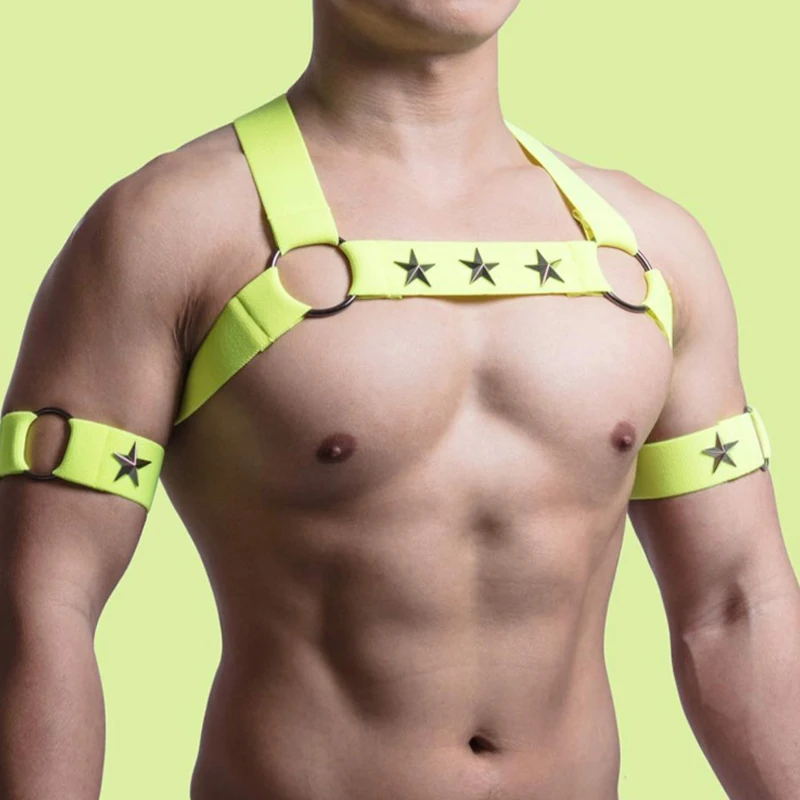 Fluorescent Color Chest Strap Nightclub Dj Gogo Costume Sexy Hollow Straps Elastic Bandage Burning Man Stage Accessories XS5156