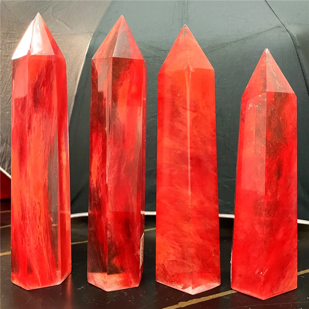 15-22cm 550-650g Red Melting Crystal Stones Energy Protecting Wand Point Reiki Decor Feng Shui Big Towers Aesthetic Ornaments