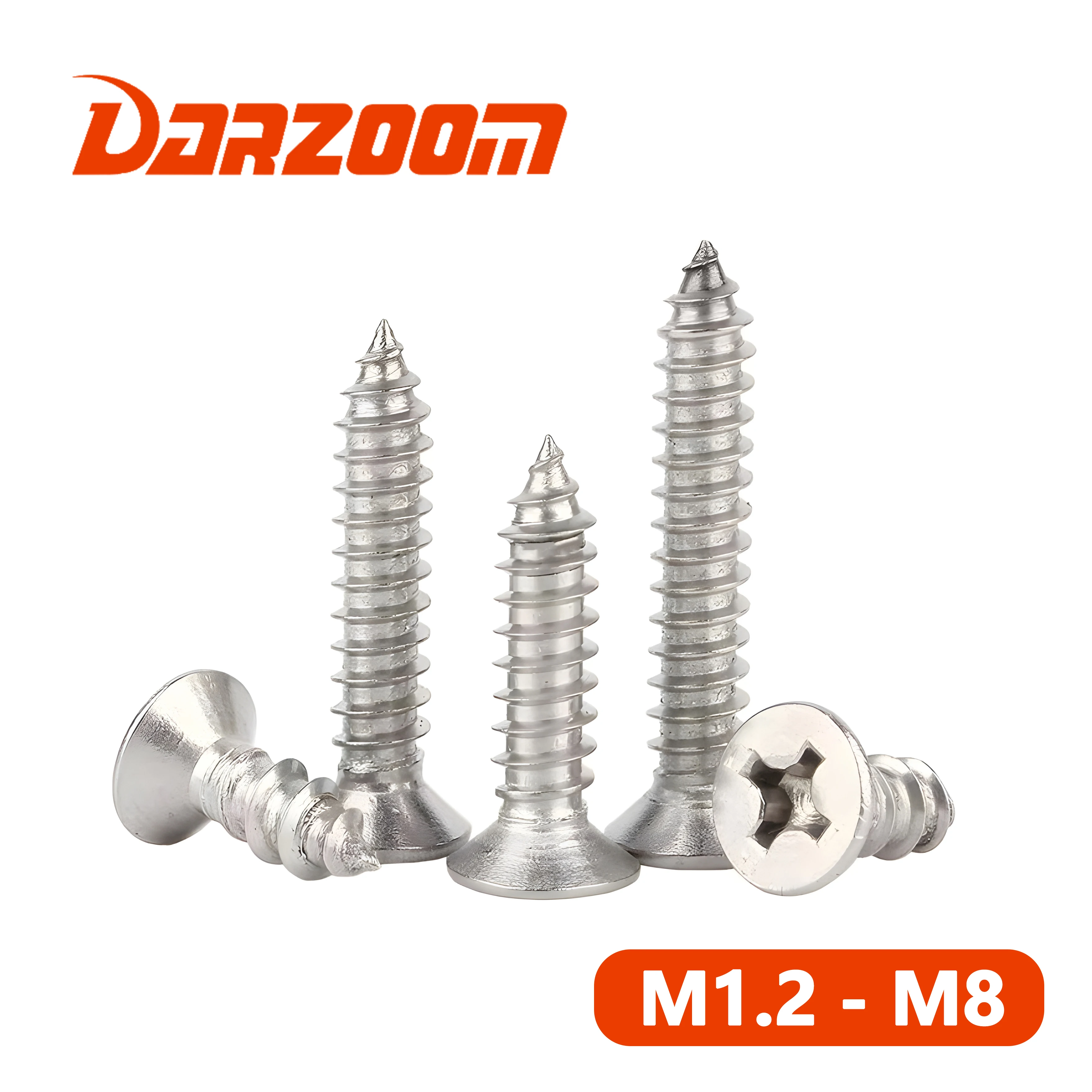 Stainless steel iron cross recessed countersunk head tapping screws size M1.2 M1.4 M2 M3 M3.5 M4 M5 M6 M8  100~5 pcs