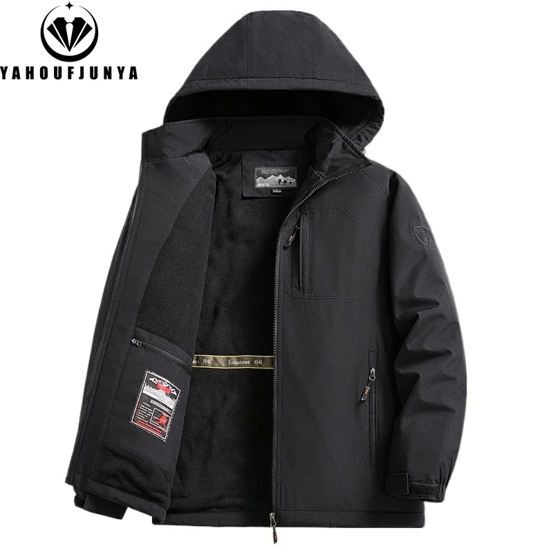 Winter Men Outdoor Windbreak Fleece Warm Jacket Men Removable Hooded Waterproof Casual Fashion Jacket Coat Male Clothing Hots