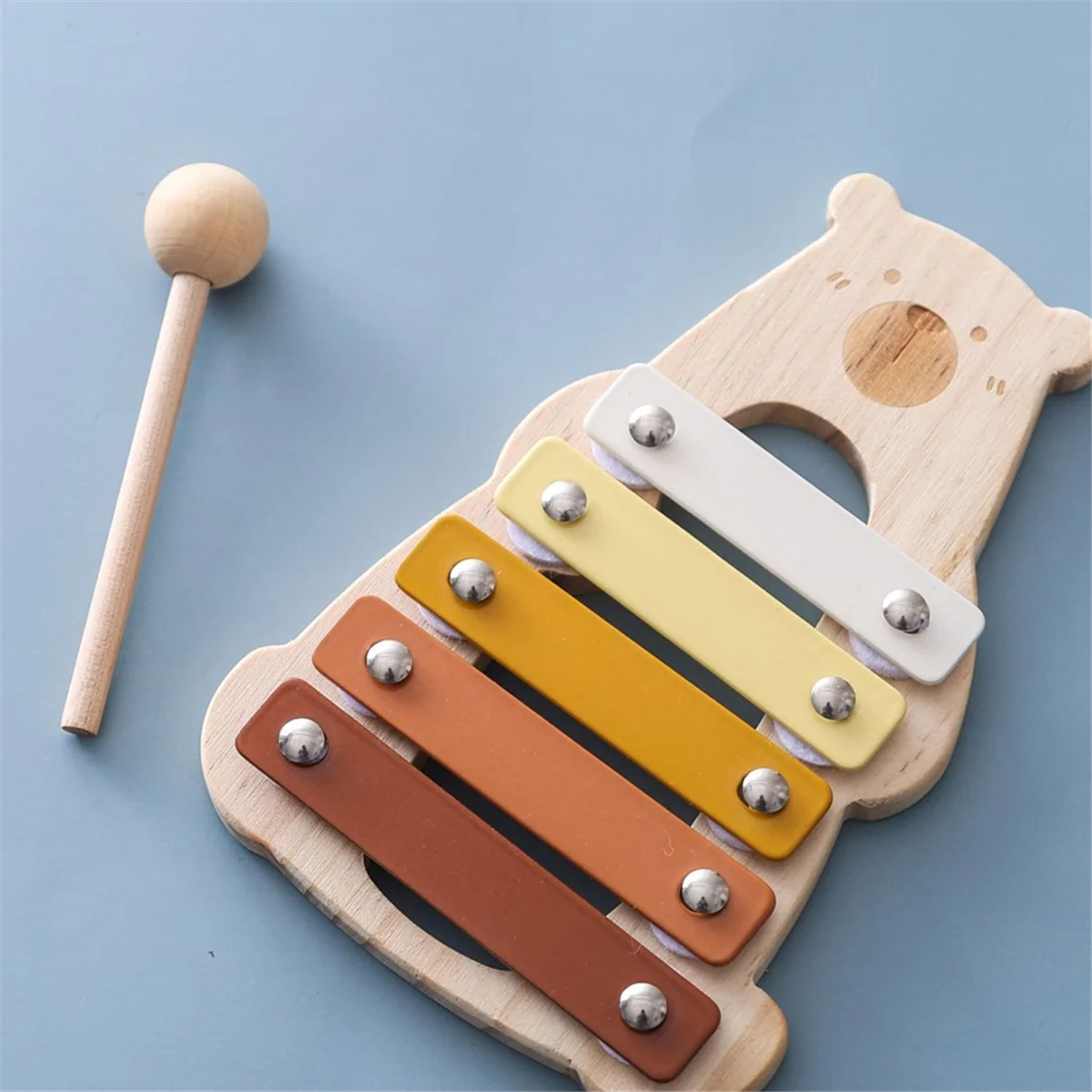 Baby Wooden Musical Instruments Toys Multifunctional Bear Shape Xylophone Octave Playing Musical Bear Toys Gift