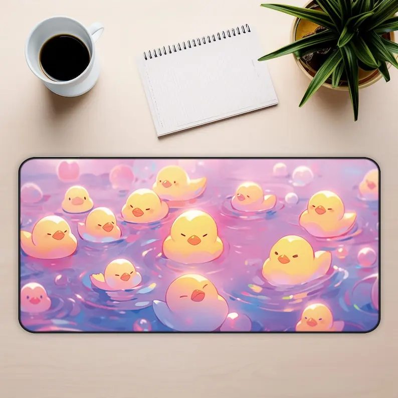 

Cute Duck Pink Pastel Mouse Pad Large Rubber Base Anti-slip PC Desk Accessories Mousepad for Office and Gamer Keyboard Decor Mat