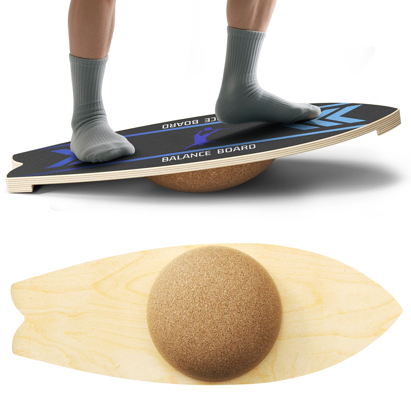 Wooden Balance Board Indoor Skateboard Training Seesaw Sensory Integration Tool for Physical Therapy