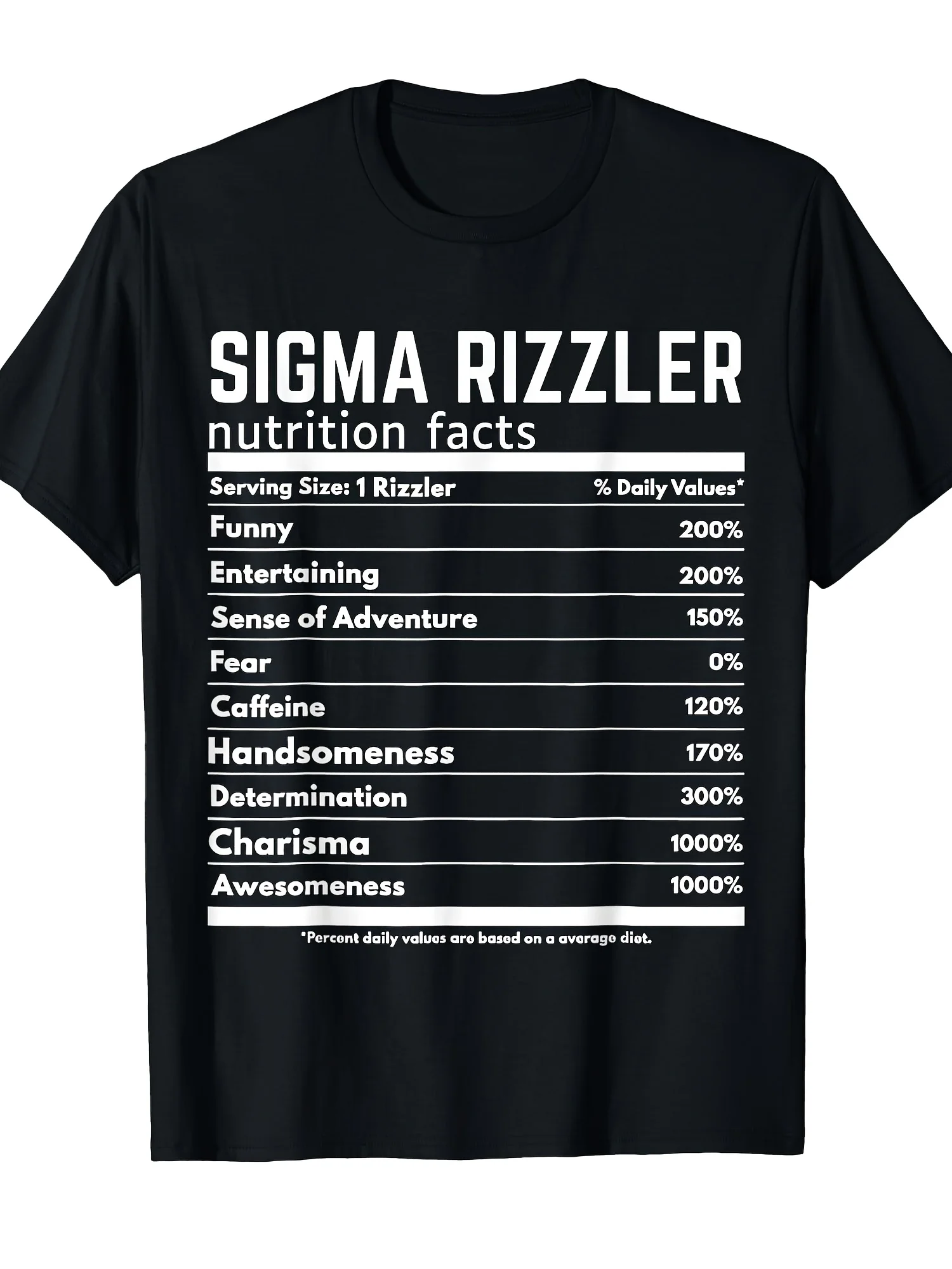 2026 Top PickLocalSigma Rizzler Nutrition Facts Meme Rizz Internet Memes Gen Z Funny Crew Neck Tee with Stylish Print Casual Com