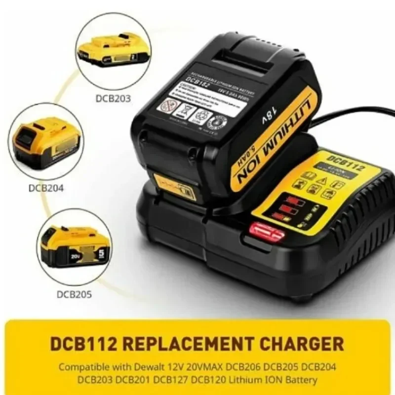 Para cargador de batería Dewalt de iones de litio 10,8 V, 12 V, 14,4 V.18 V, 20 V DCB200 、 DCB101 、 DCB115 、 DCB107 、 DCB105、 DCB140