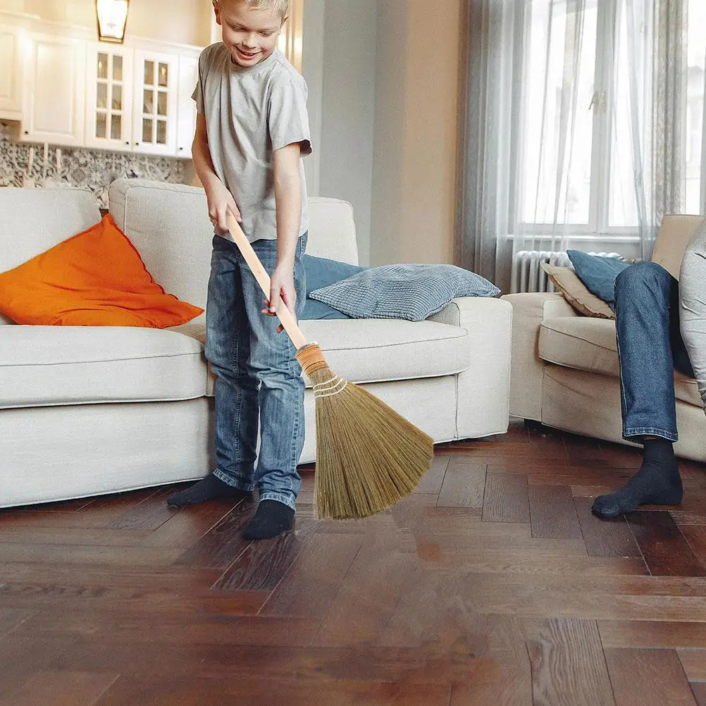 مكنسة خفق الذرة الطبيعية المصنوعة يدويًا، شعيرات ناعمة قابلة للفصل، أداة تنظيف أرضية المطبخ في غرفة المعيشة، أداة فيتنامية