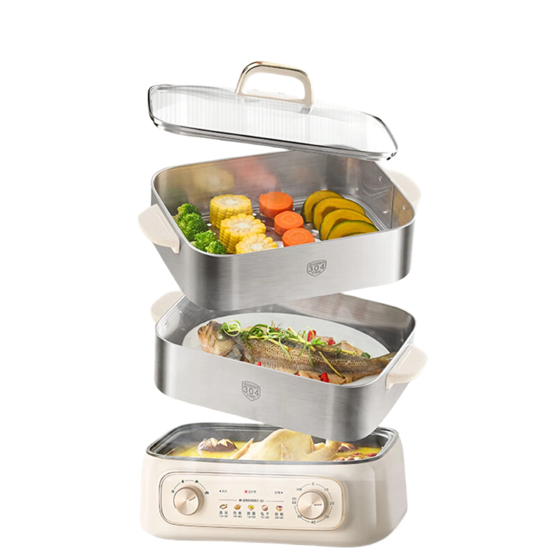 

Electric steamer, household, commercial, large-capacity, multi-functional, integrated pot for stewing and rinsing