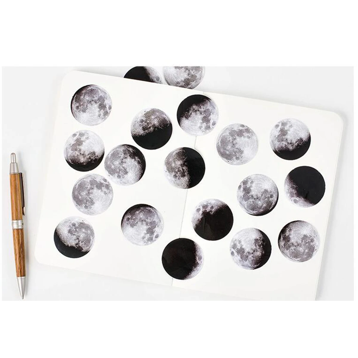 

5 Packs DIY Scrapbooking Stickers 45 Pieces Per Set Self Adhesive Moon Label Papers Kraft Color Premium Quality Thank You